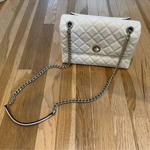 Kate Spade White Quilted Shoulder Bag with Chain Strap